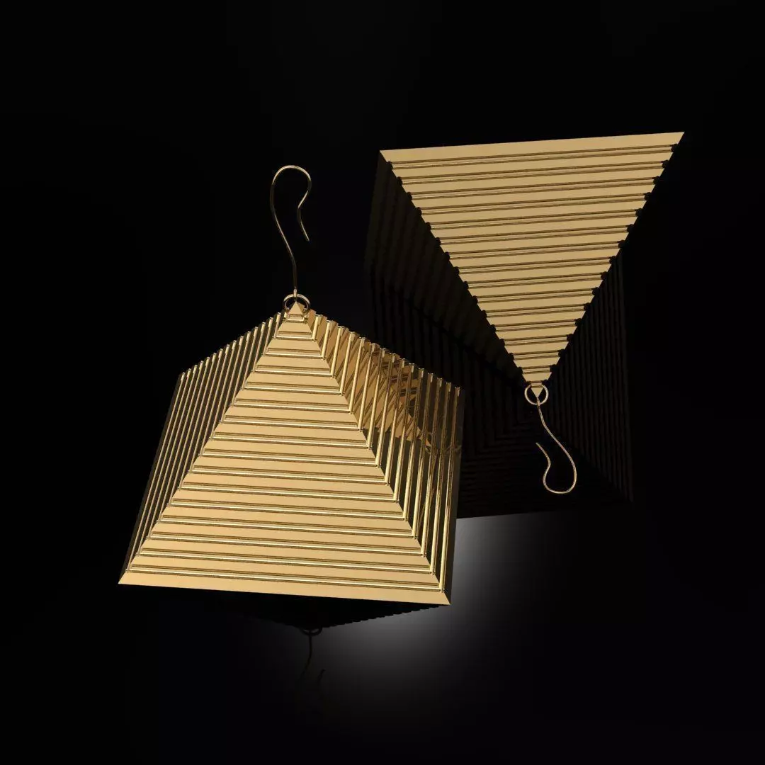 Earrings Pyramids 3D print model_0