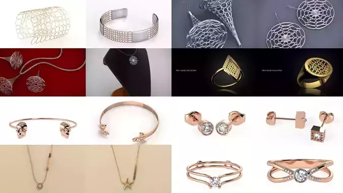 Modern and Fashionable Jewelry 3D Model Collection