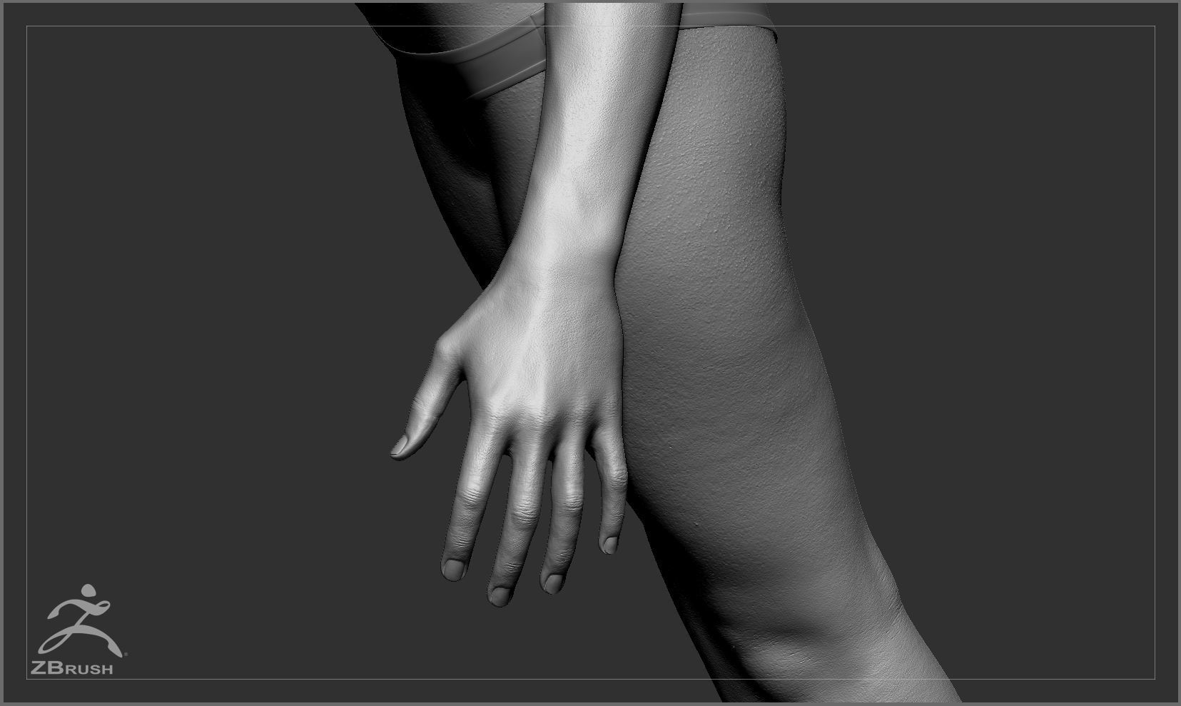 Average Asian Female Body Basemesh 3D model_7
