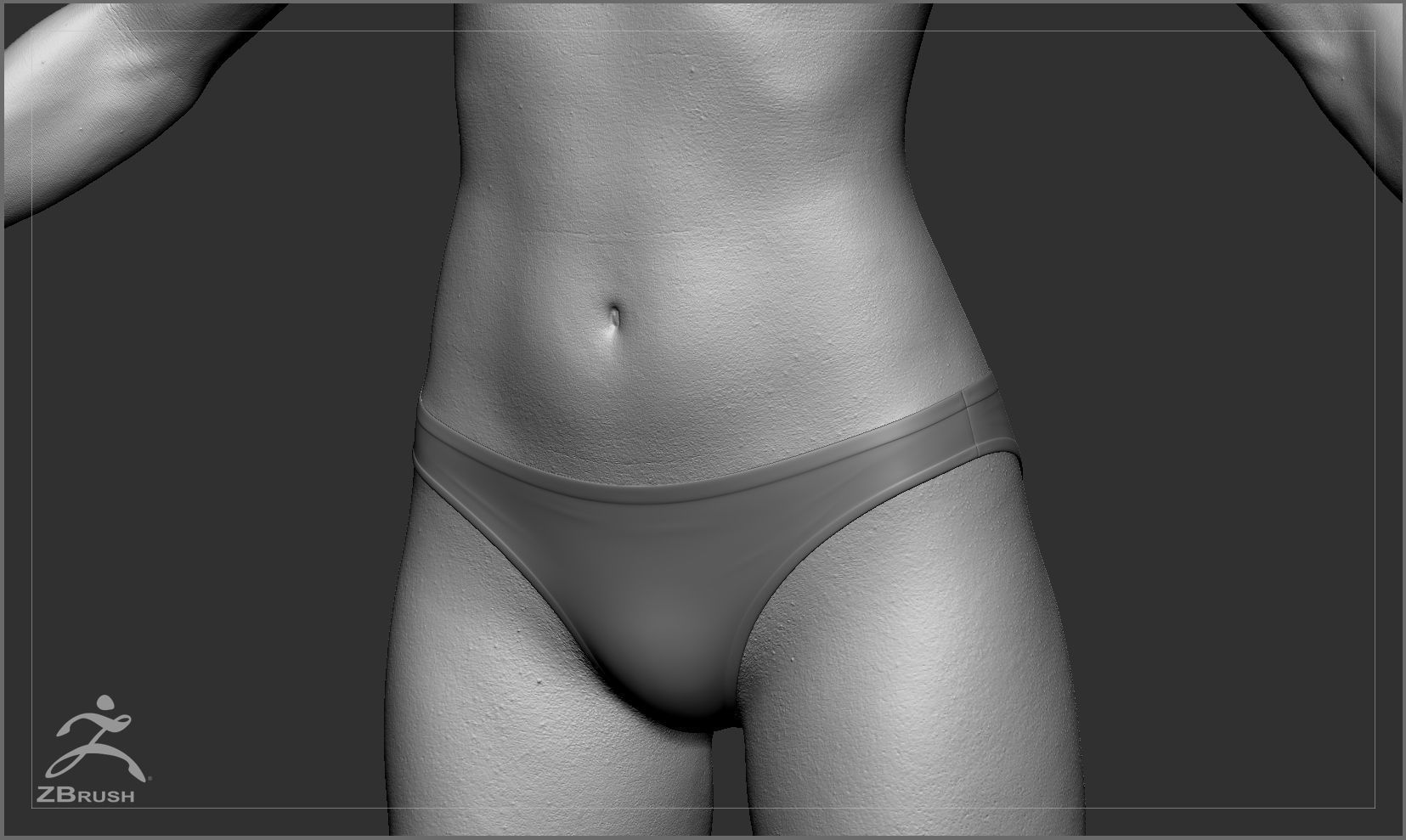 Average Asian Female Body Basemesh 3D model_5