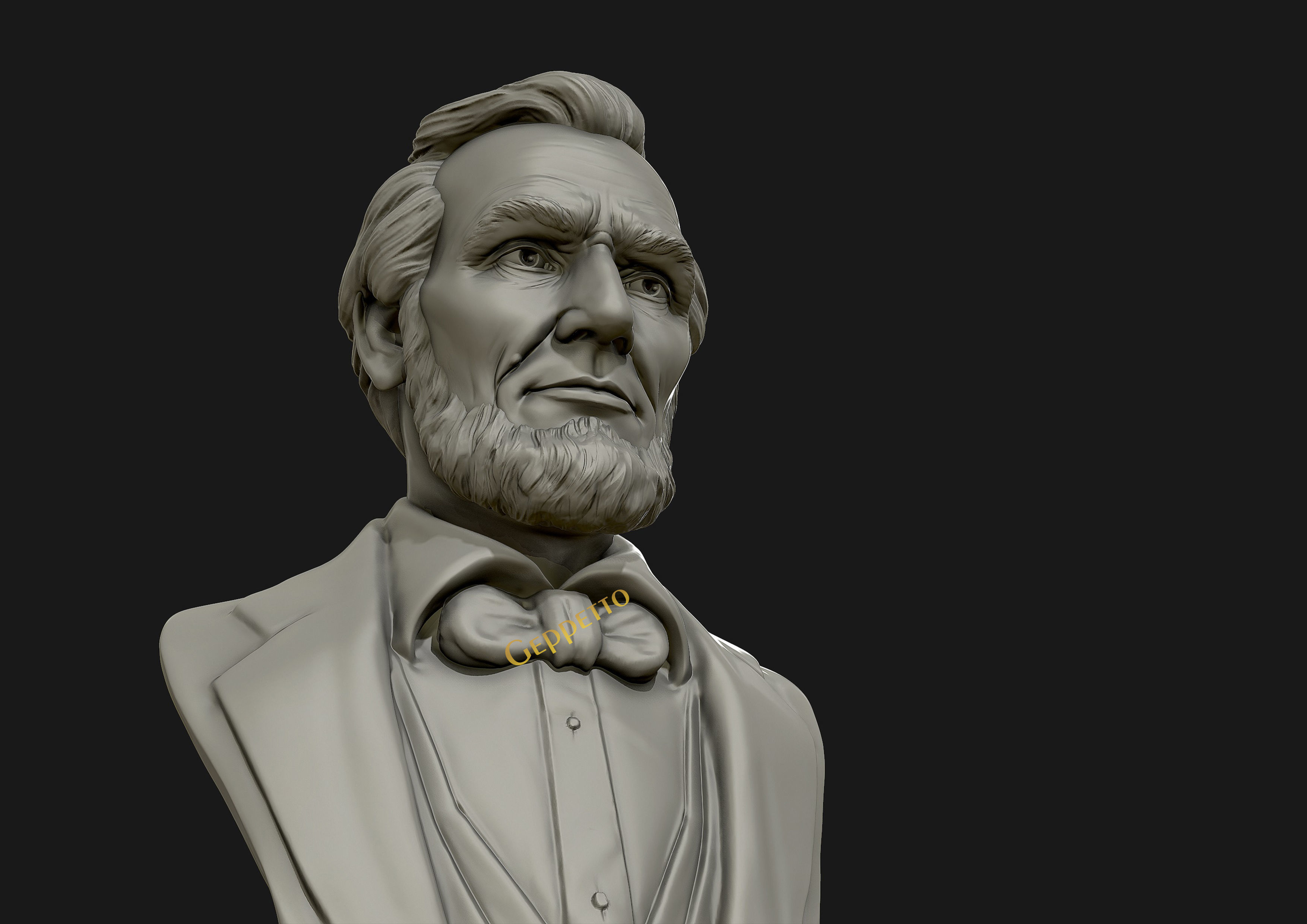 Abraham Lincoln 3D sculpture 3D print model_7
