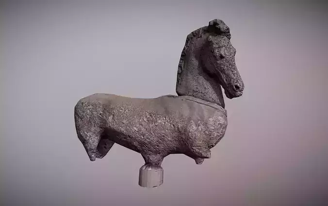 old broken horse statue Low-poly 3D model