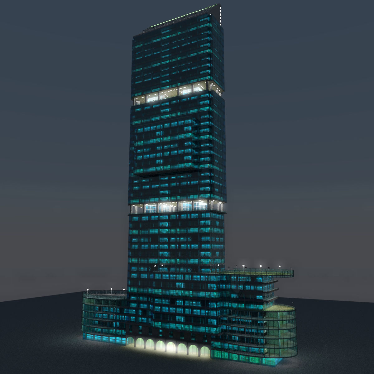 Skyscrapers tall building at night 3D Model Collection_6