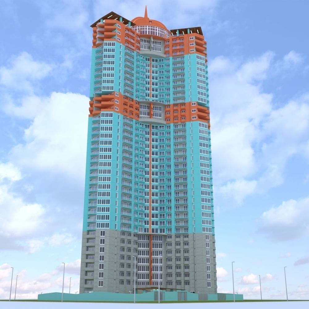 Skyscrapers tall building at night 3D Model Collection_16