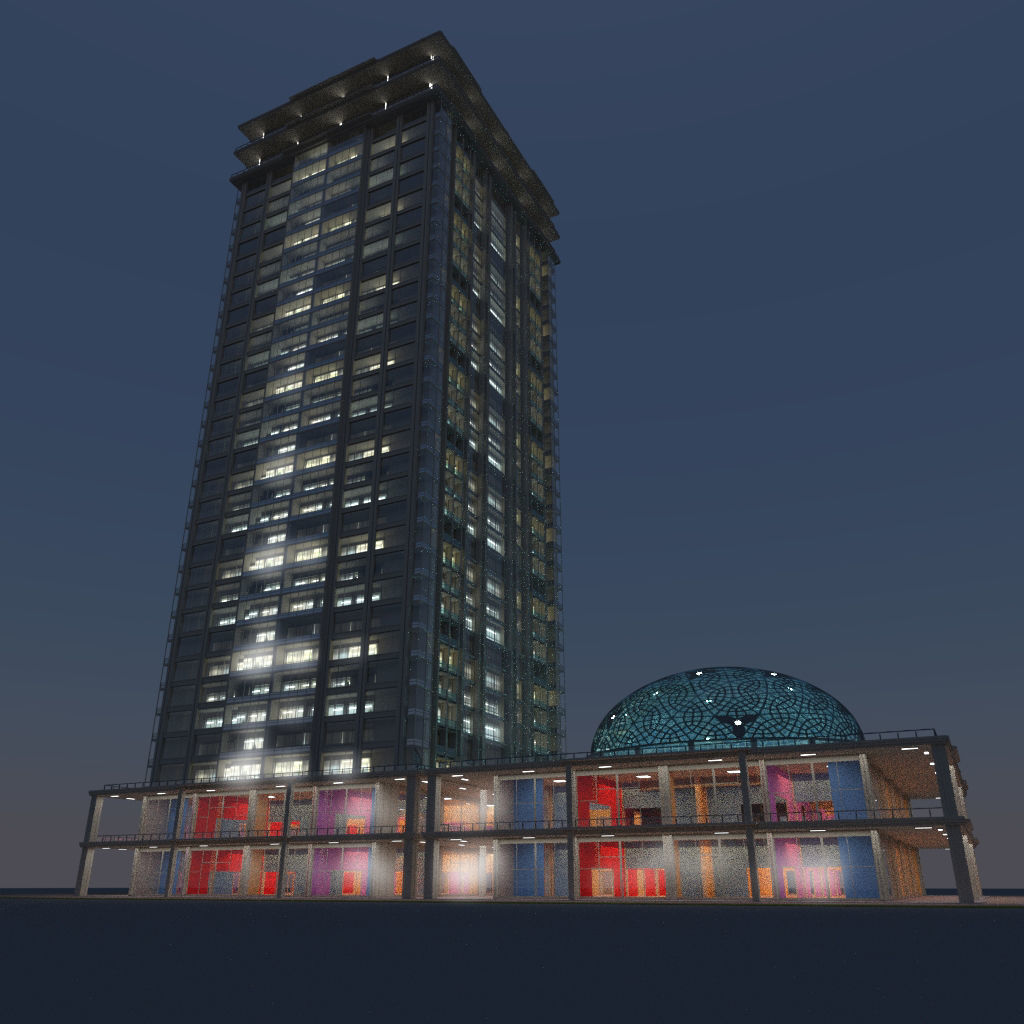 Skyscrapers tall building at night 3D Model Collection_7