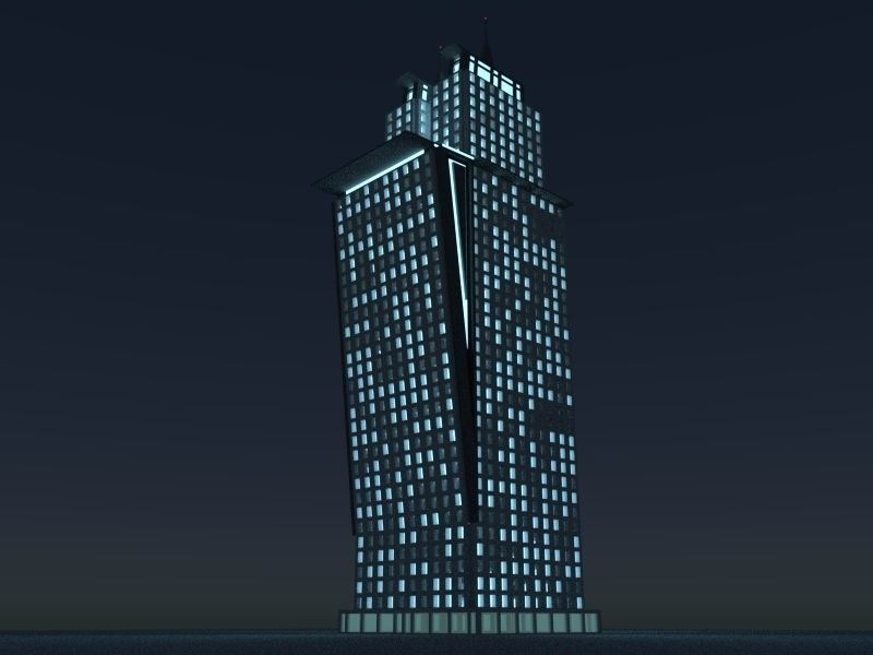 Skyscrapers tall building at night 3D Model Collection_4