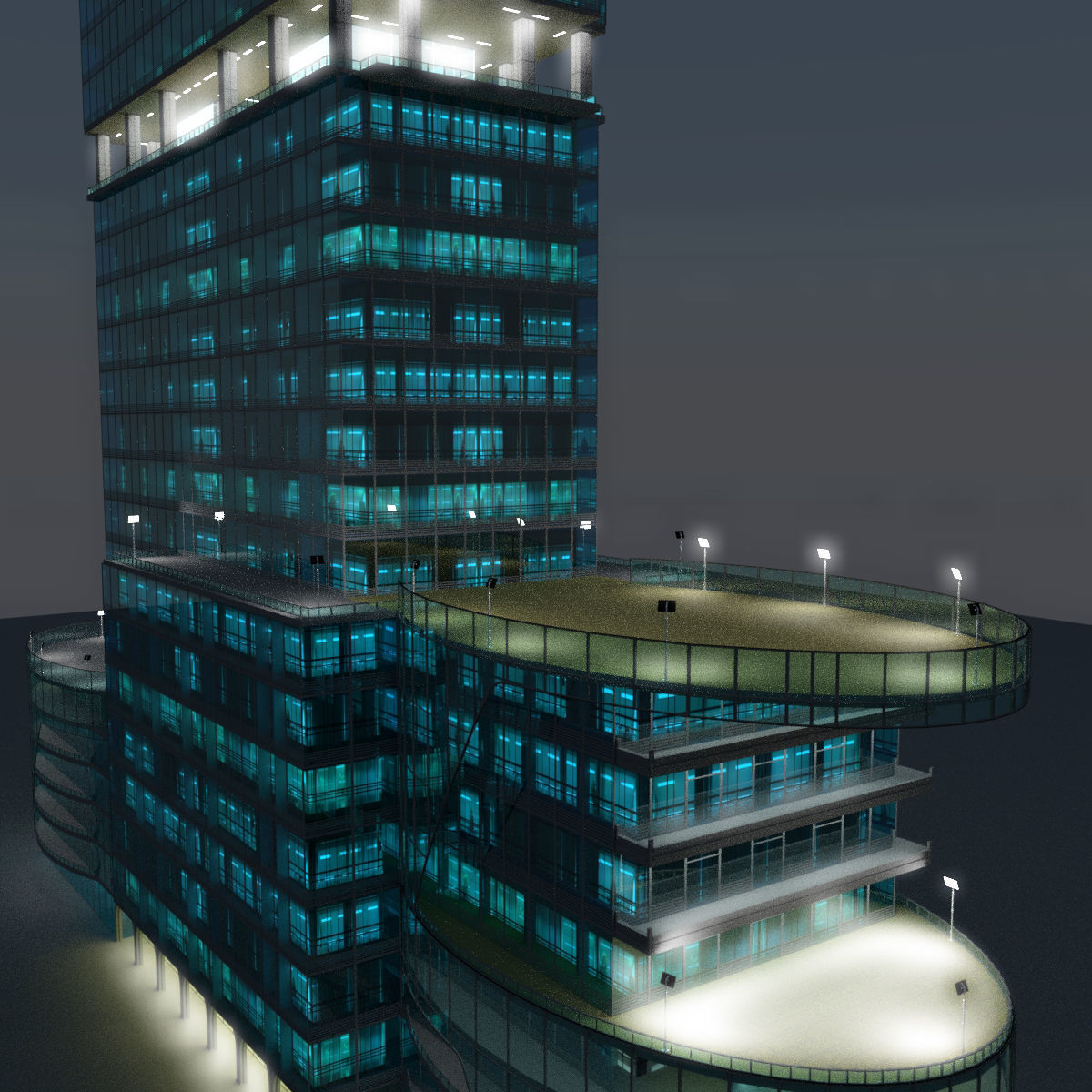 Skyscrapers tall building at night 3D Model Collection_13