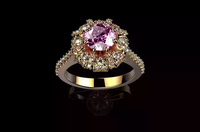 Pink Sapphire Cat And Diamond Rings