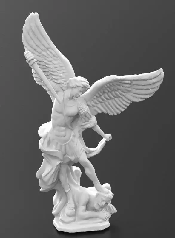michael slaying the devil statue 3D print model