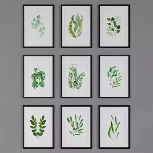 Botanica Painting frame Canvas art set Low-poly 3D model