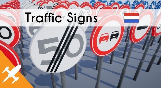 Traffic signs  Dutch Low-poly 3D model