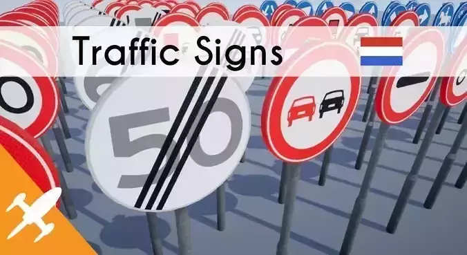 Traffic signs  Dutch Low-poly 3D model