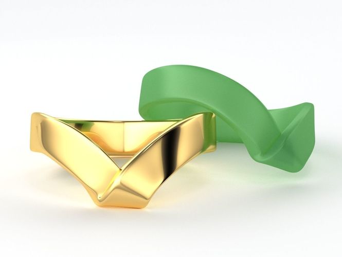 Yellow gold V band ring 3D print model