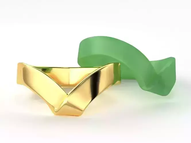 Yellow gold V band ring