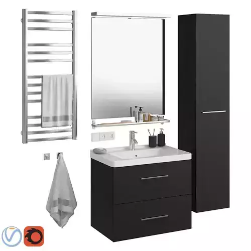 Godmorgon set 1 bathroom vanity with mirror and towel rack