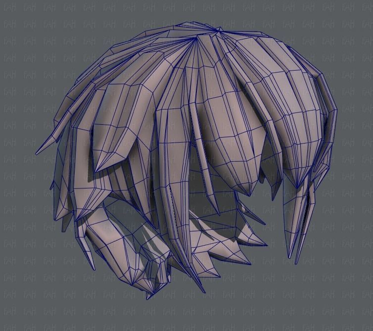 3D Hair style for boy V34 Low-poly 3D model_44
