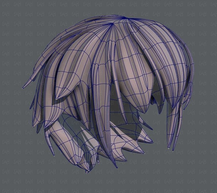 3D Hair style for boy V34 Low-poly 3D model_42