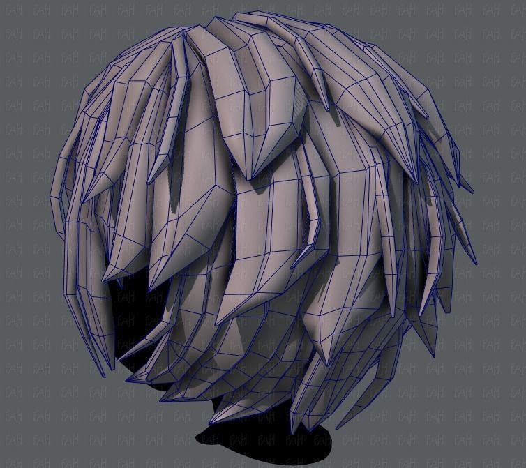 3D Hair style for boy V34 Low-poly 3D model_30