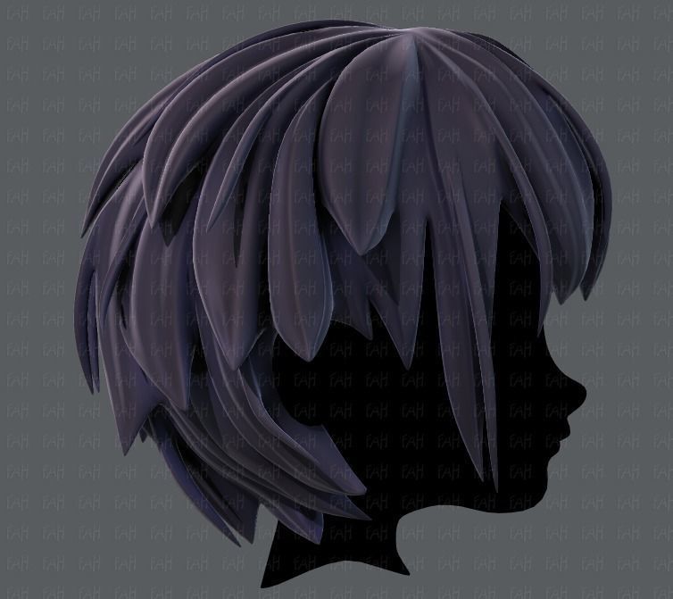 3D Hair style for boy V34 Low-poly 3D model_3