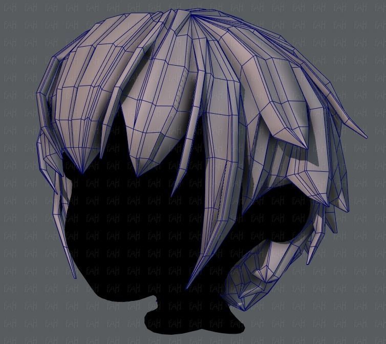 3D Hair style for boy V34 Low-poly 3D model_32