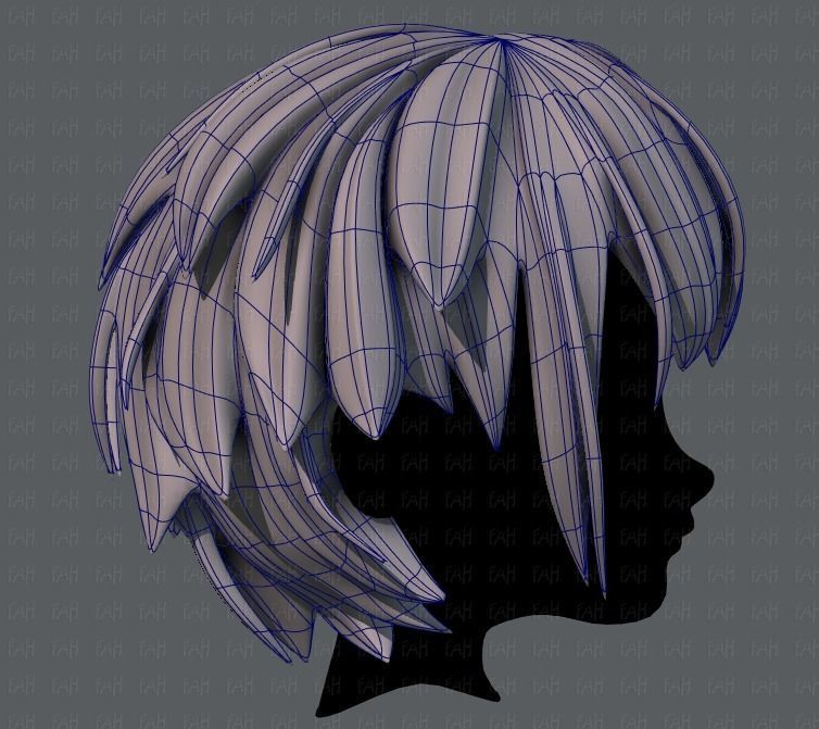 3D Hair style for boy V34 Low-poly 3D model_11
