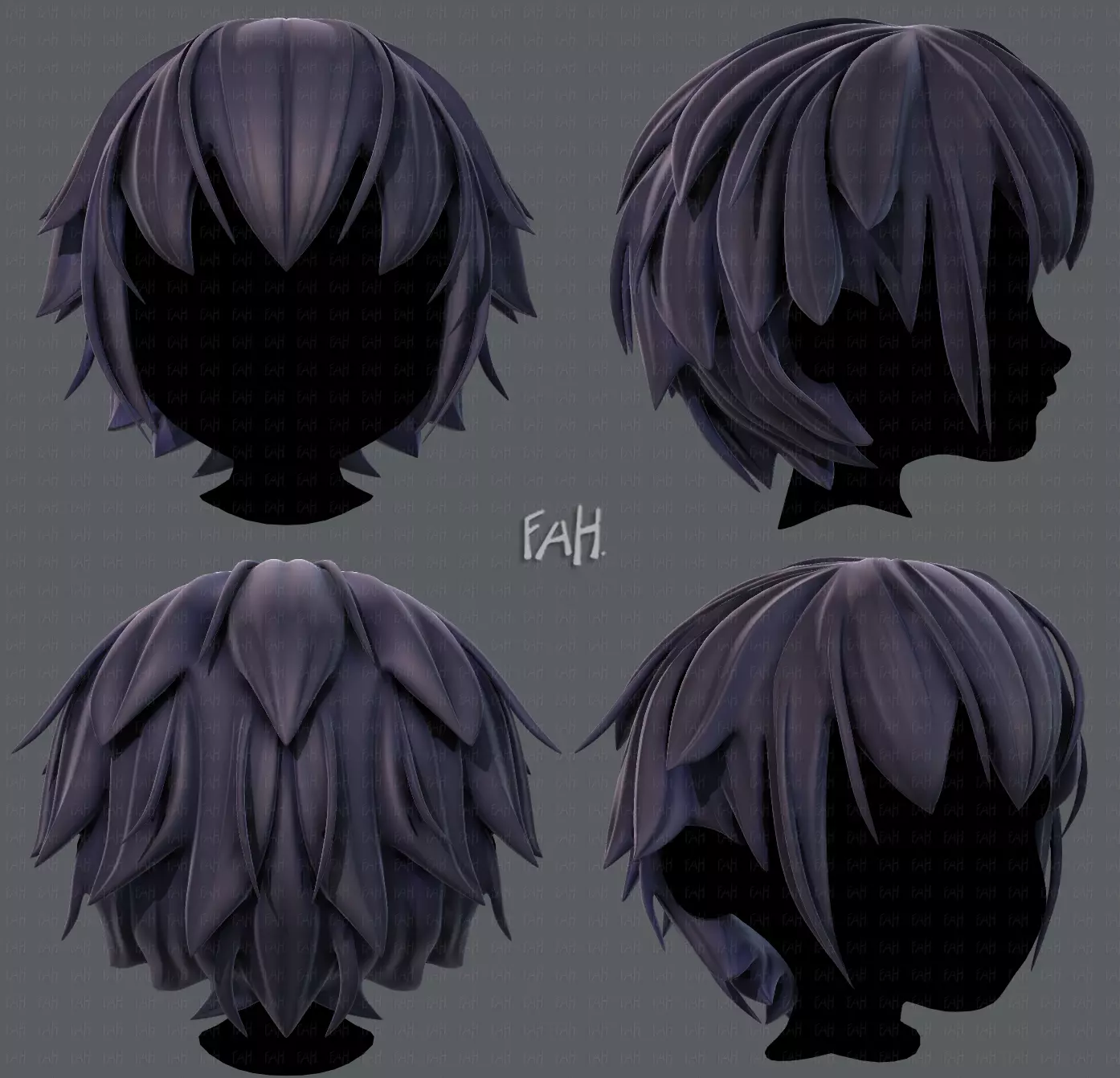 3D Hair style for boy V34 Low-poly 3D model_0