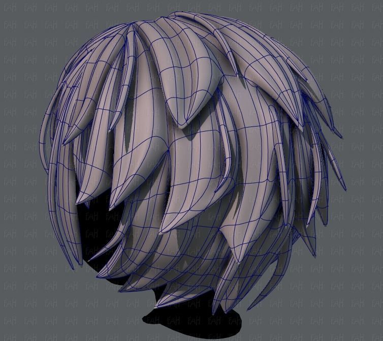 3D Hair style for boy V34 Low-poly 3D model_14