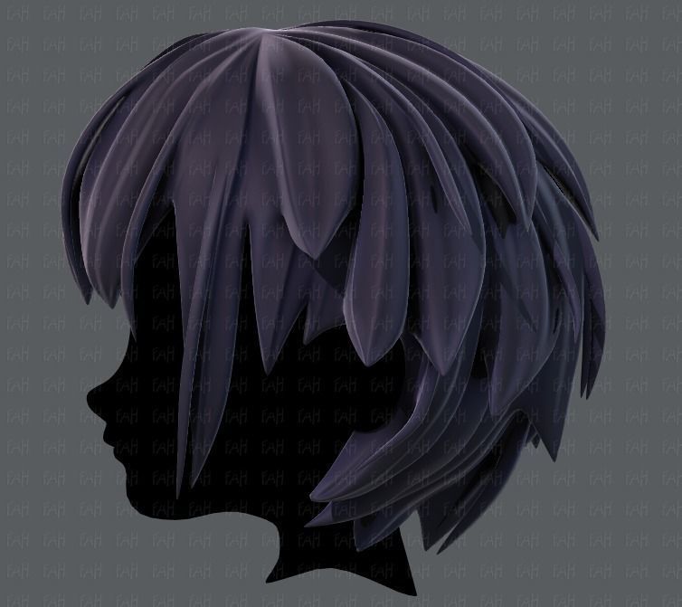 3D Hair style for boy V34 Low-poly 3D model_7