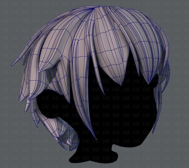 3D Hair style for boy V34 Low-poly 3D model_10