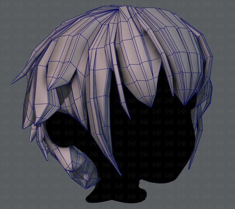 3D Hair style for boy V34 Low-poly 3D model_26