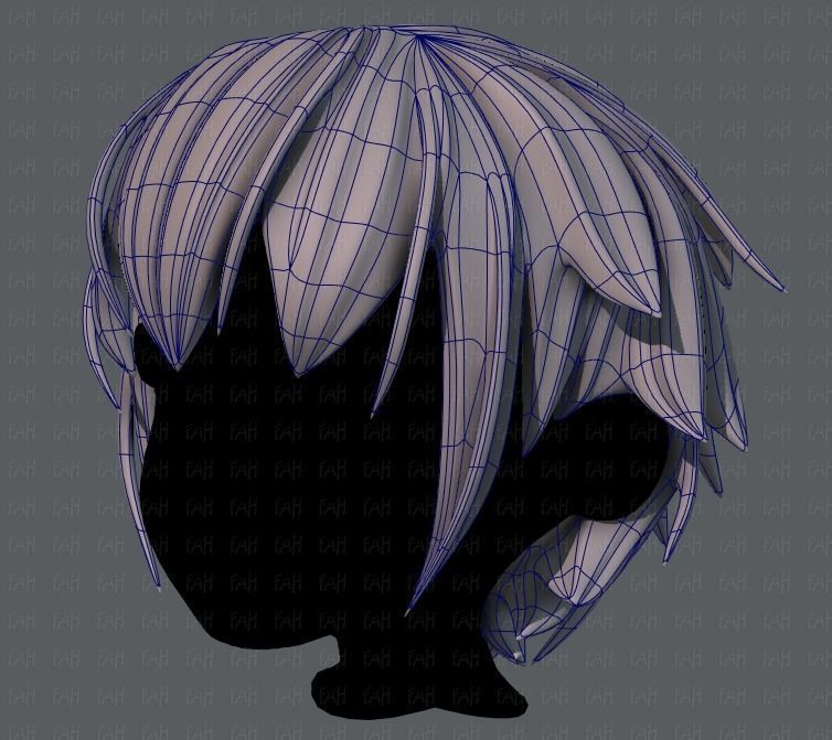 3D Hair style for boy V34 Low-poly 3D model_16