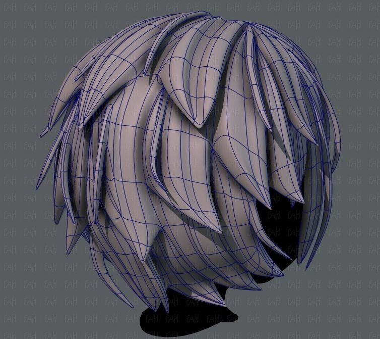 3D Hair style for boy V34 Low-poly 3D model_12