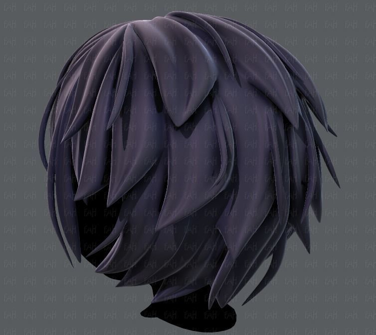 3D Hair style for boy V34 Low-poly 3D model_6