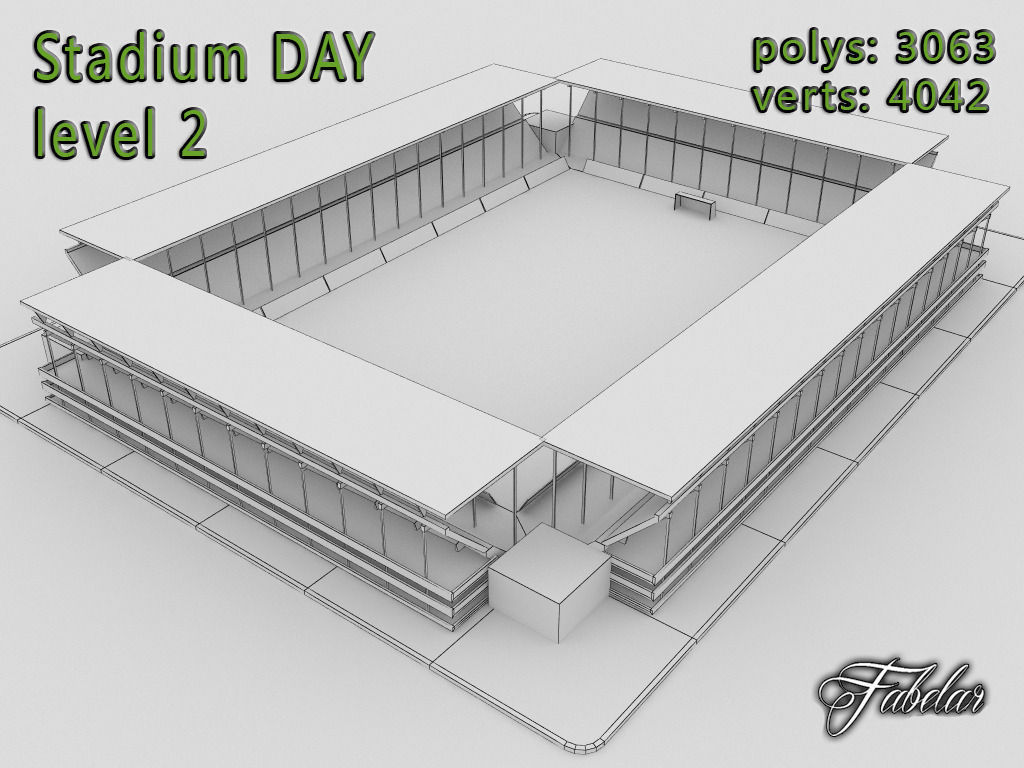 Stadium Level 2 Day Low-poly 3D model_11