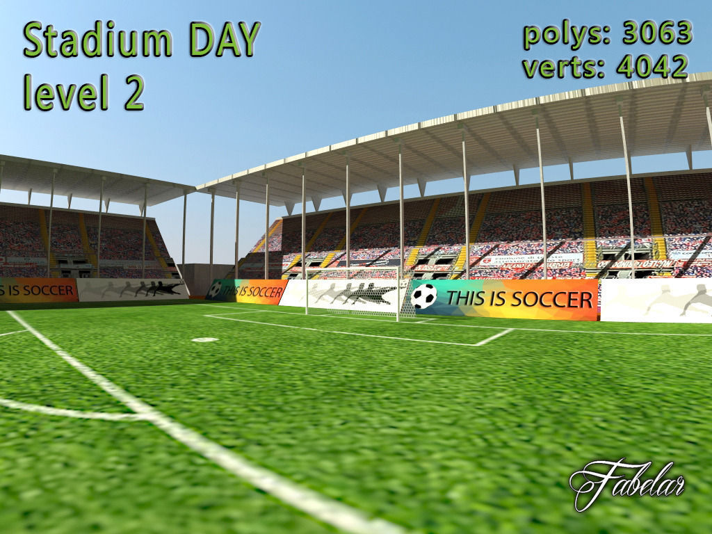 Stadium Level 2 Day Low-poly 3D model_10