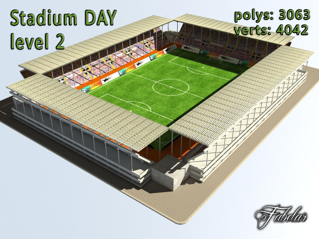 Stadium Level 2 Day Low-poly 3D model_1