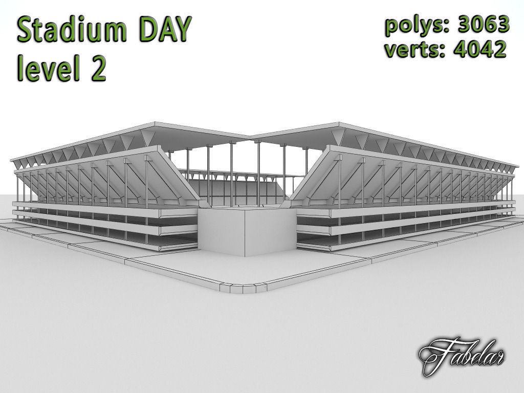 Stadium Level 2 Day Low-poly 3D model_13