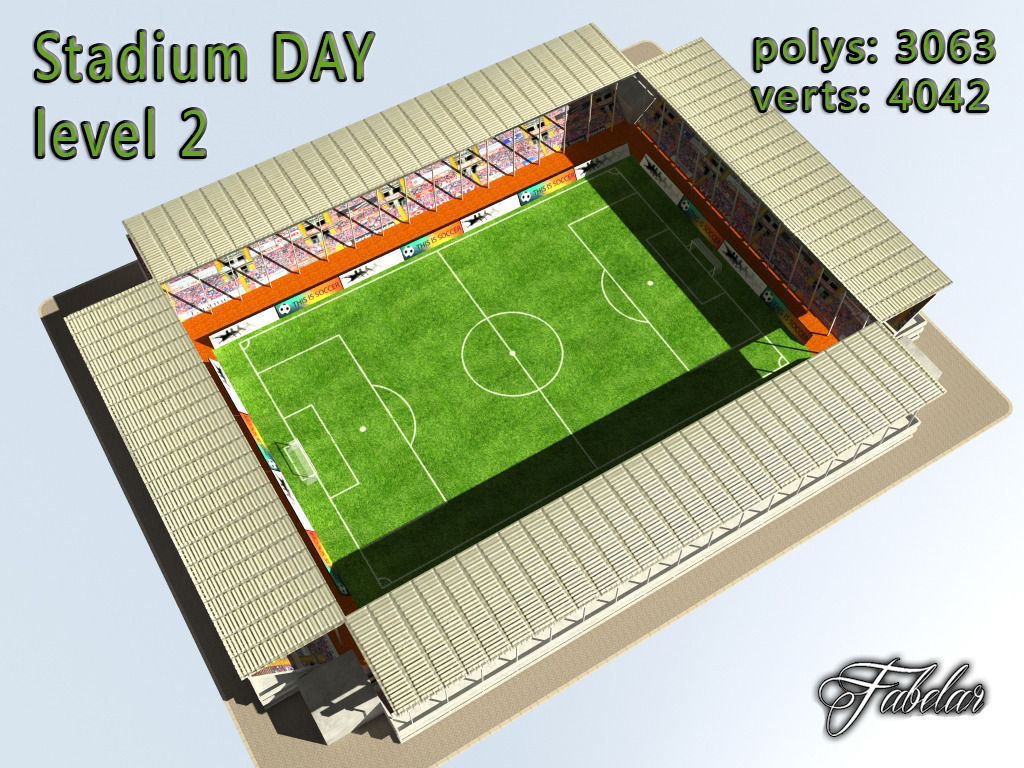 Stadium Level 2 Day Low-poly 3D model_2