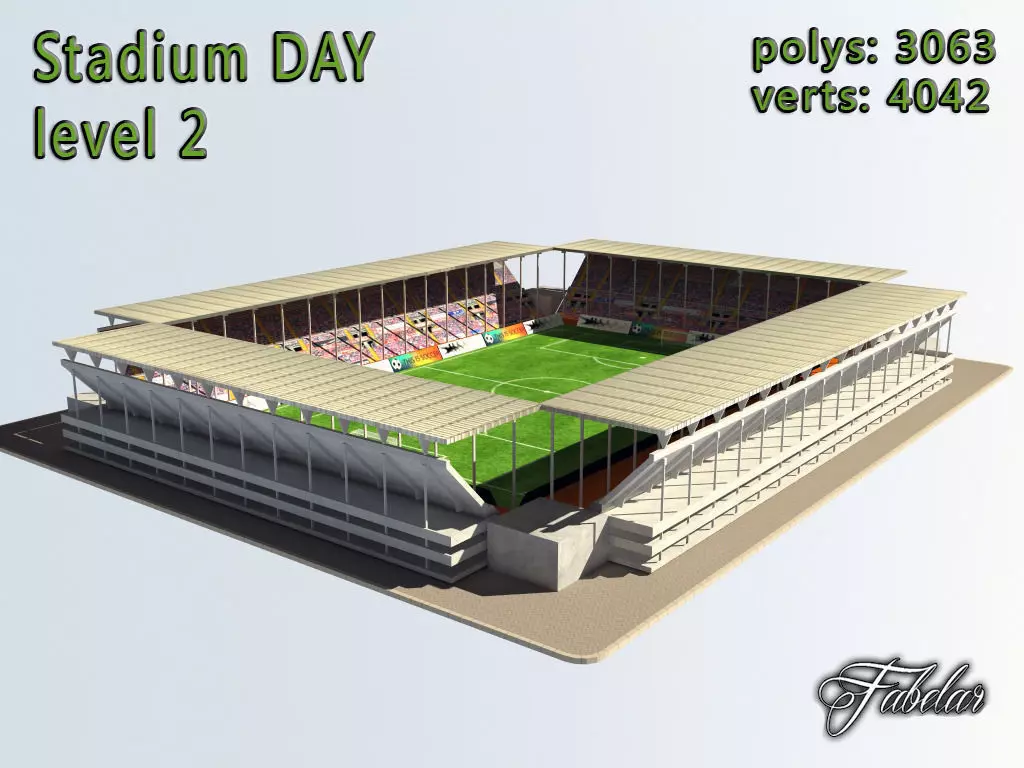 Stadium Level 2 Day Low-poly 3D model_0