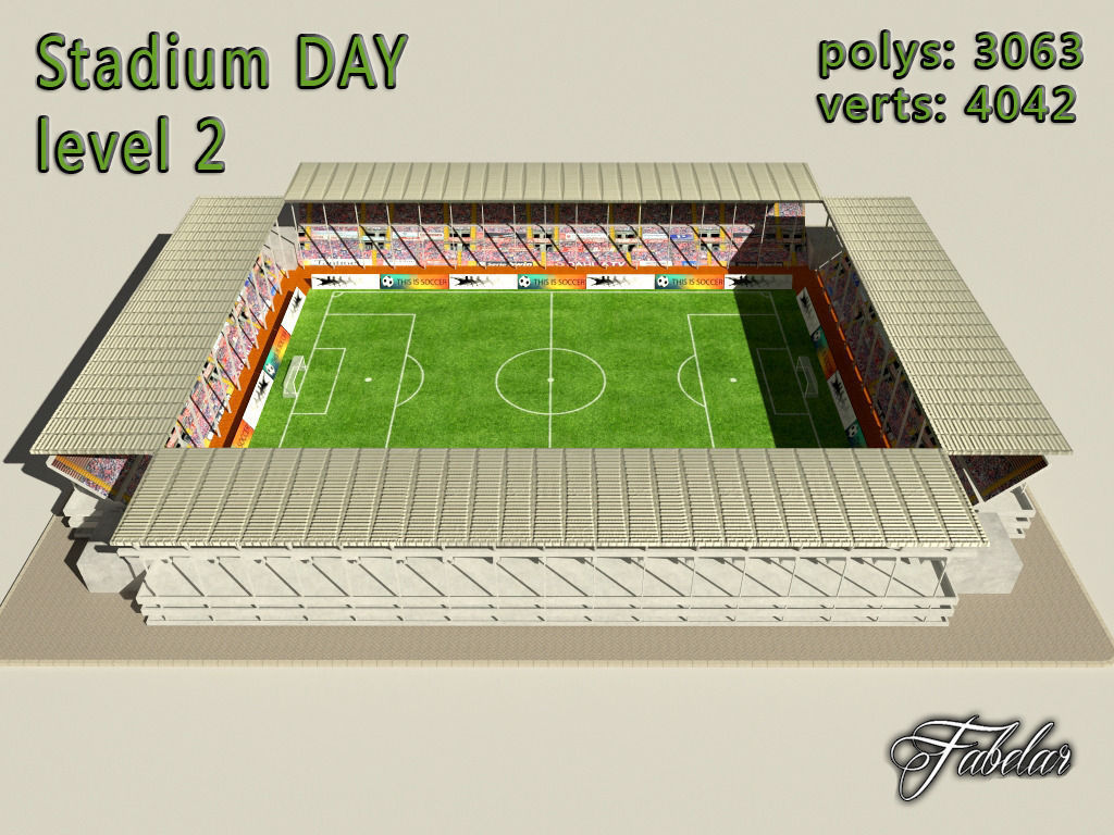 Stadium Level 2 Day Low-poly 3D model_7
