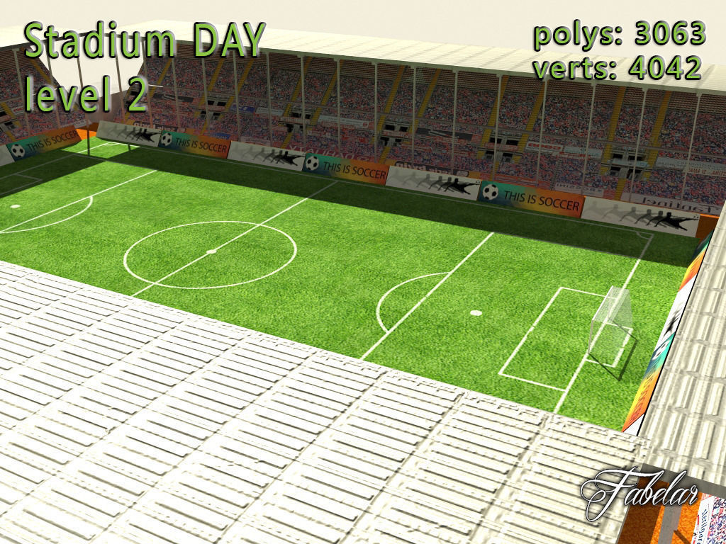 Stadium Level 2 Day Low-poly 3D model_8