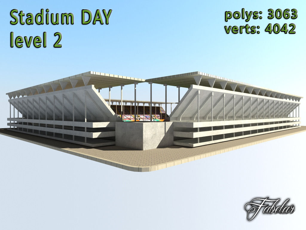 Stadium Level 2 Day Low-poly 3D model_6