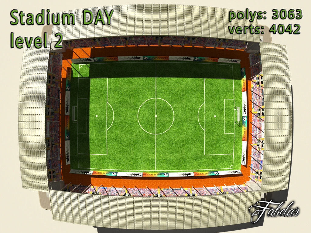 Stadium Level 2 Day Low-poly 3D model_9
