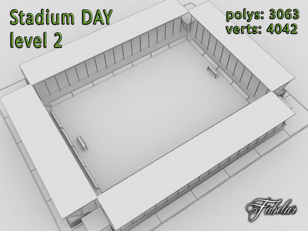 Stadium Level 2 Day Low-poly 3D model_12