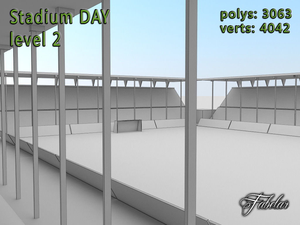 Stadium Level 2 Day Low-poly 3D model_14