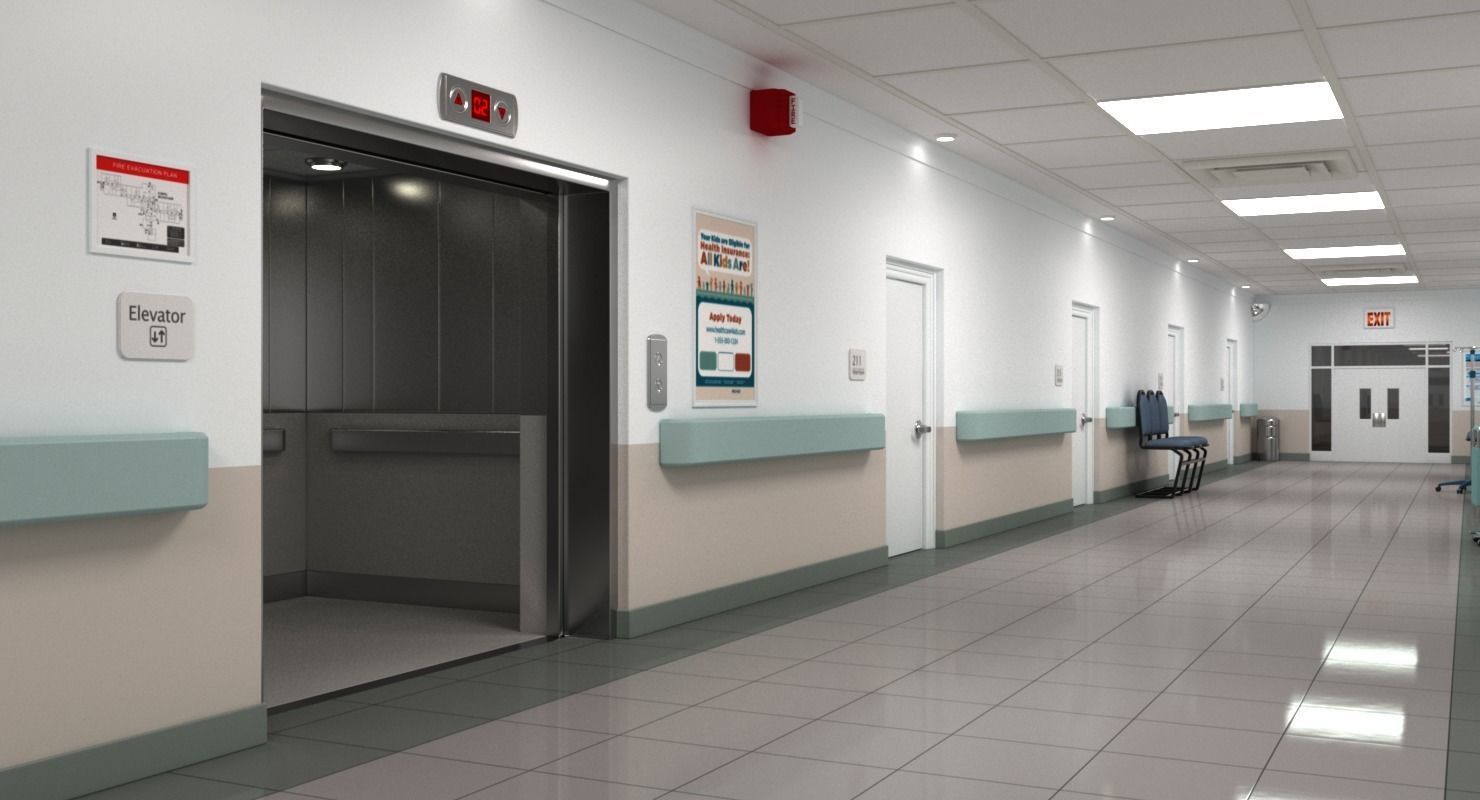 Hospital Hallway 2 3D model_3