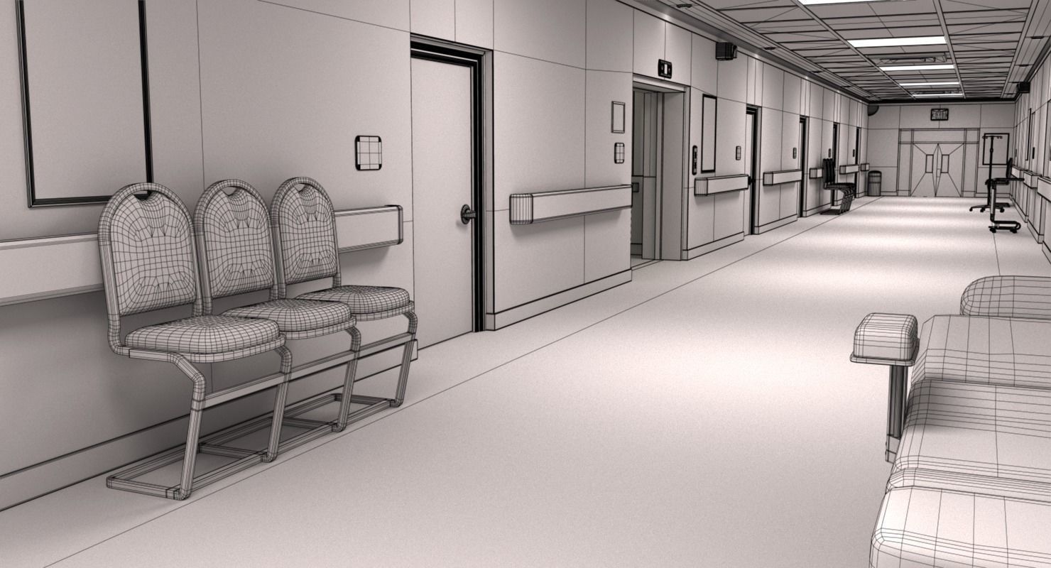 Hospital Hallway 2 3D model_14