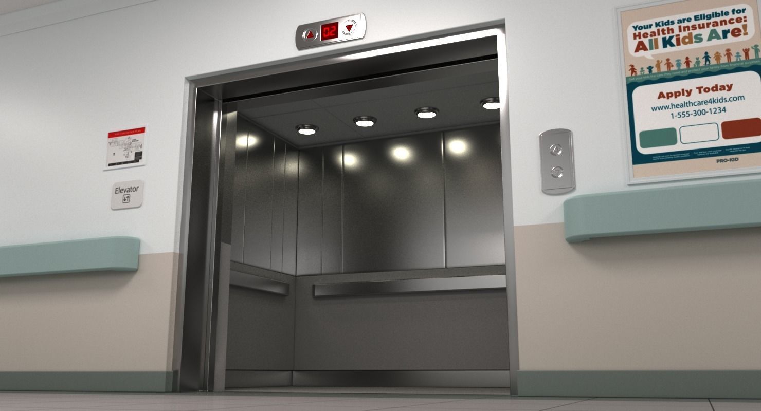 Hospital Hallway 2 3D model_4