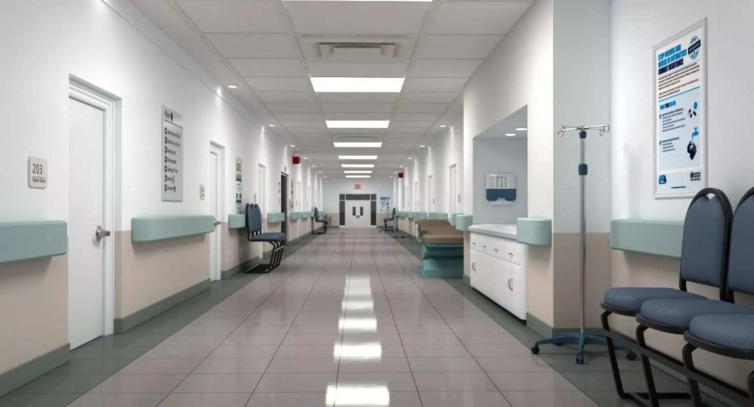 Hospital Hallway 2 3D model_0