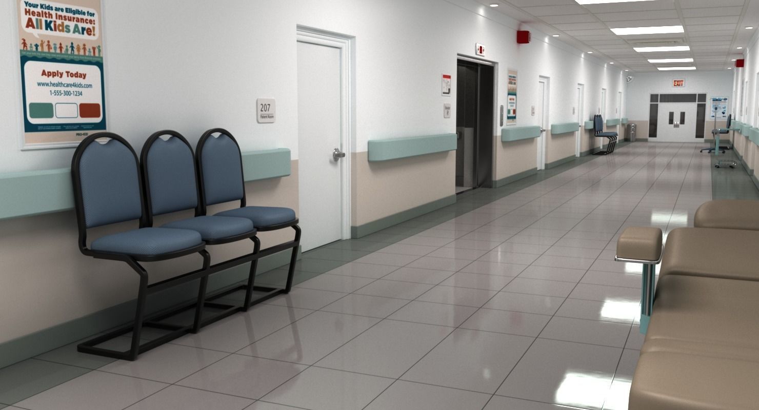 Hospital Hallway 2 3D model_9
